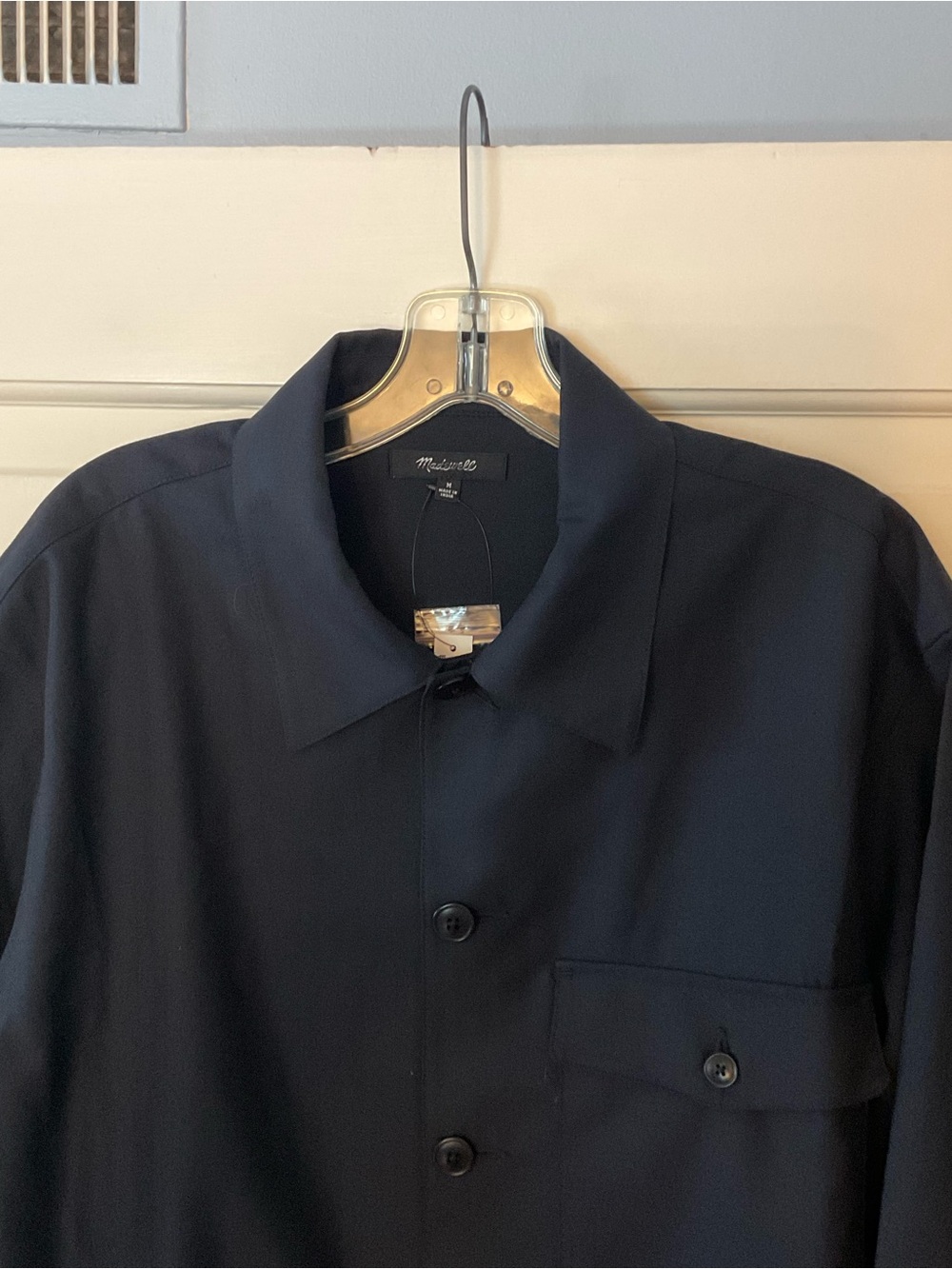 Madewell Overshirt in Wool-Blend Herringbone Shacket Black Men’s Medium NWT - Picture 7 of 11